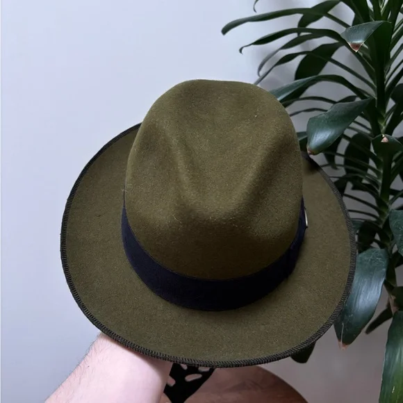 Olive Green Fedora Hat - Picture 3 of 7